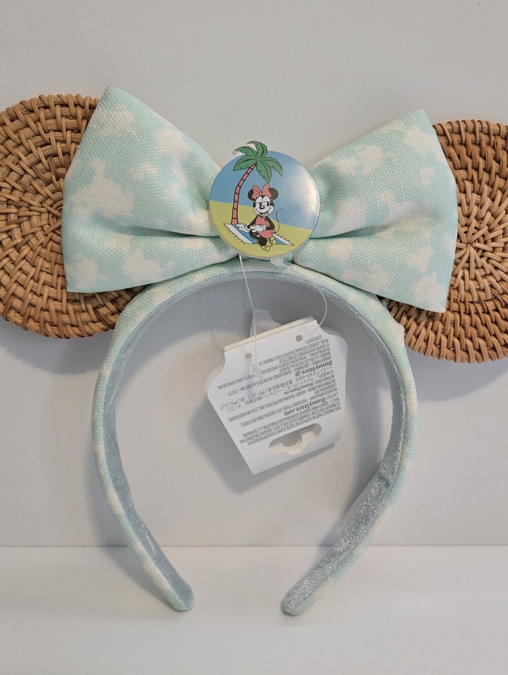Disney Parks Adult Minnie Mouse Summer Rattan Ears Headband NWT